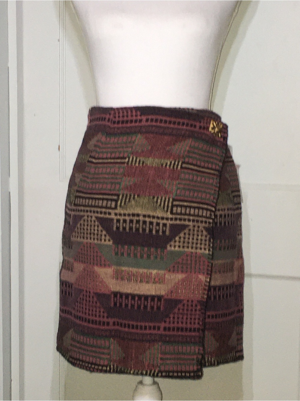 Earth Tones Woven Multi-Pattern Wrap Skirt Made in India